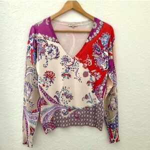 Etro Silk Multicolor Paisley Knit Top